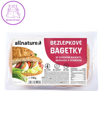 Bezlepkové bagety se sušenými rajčaty, bazalkou a česnekem 110g Allnature 4891