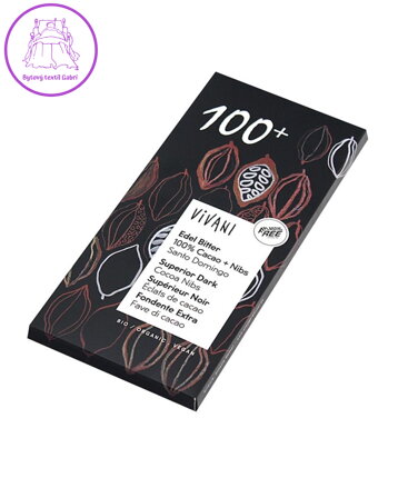 Čokoláda hořká 100% s kousky kakaa 80g Vivani 1225