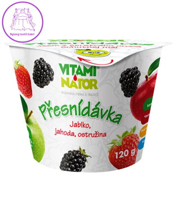 Přesnídávka kelímek jablko- jahoda- ostružina 120g Vitaminátor 4963