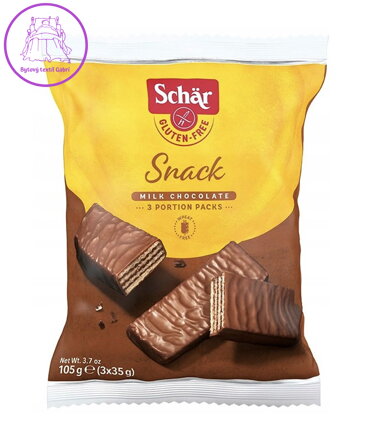 Snack oplatky v mléčné čokoládě 105g Schar bez lepku 5253