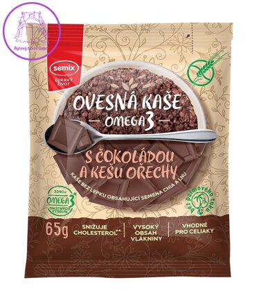 Ovesná kaše omega3 s čokoládou a kešu 65g BZL Semix NOVINKA 5258