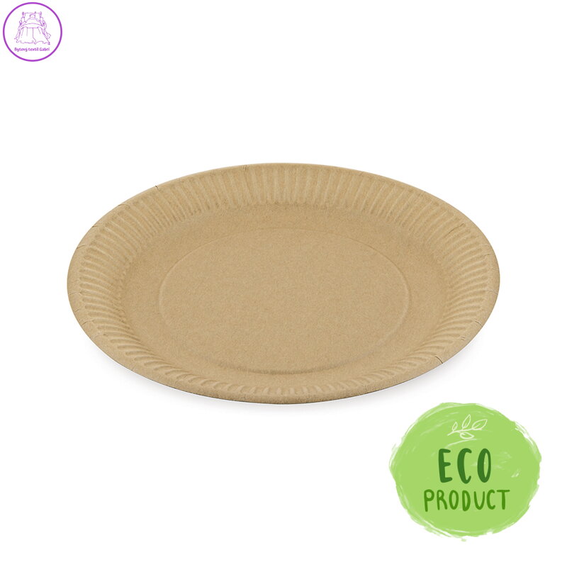 Talíř papírový mělký - hnědý 23 cm, 100 ks