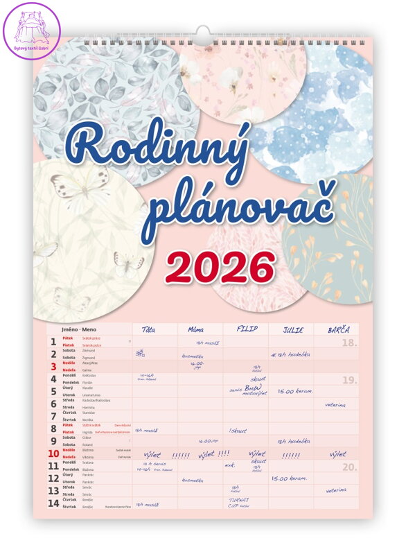 Nástěnný kalendář 2026 Rodinný plánovač