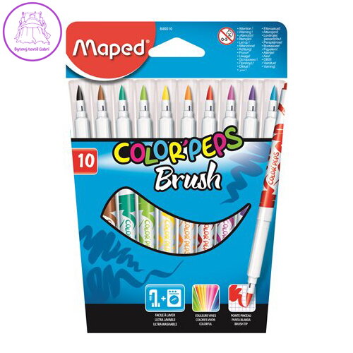 Fixy se štětcem MAPED "COLOR`PEPS BRUSH", 10 ks