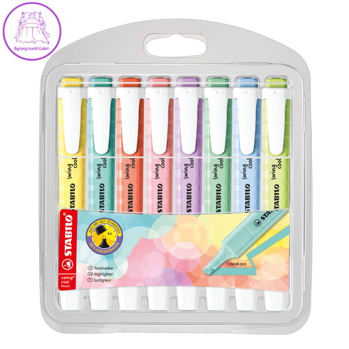 Zvýrazňovač - STABILO swing cool pastel - 8 ks balenie  - s 8 rôznymi farbami