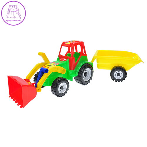 Traktor s vlečkou a nakladačem 60cm 3barvy v síťce