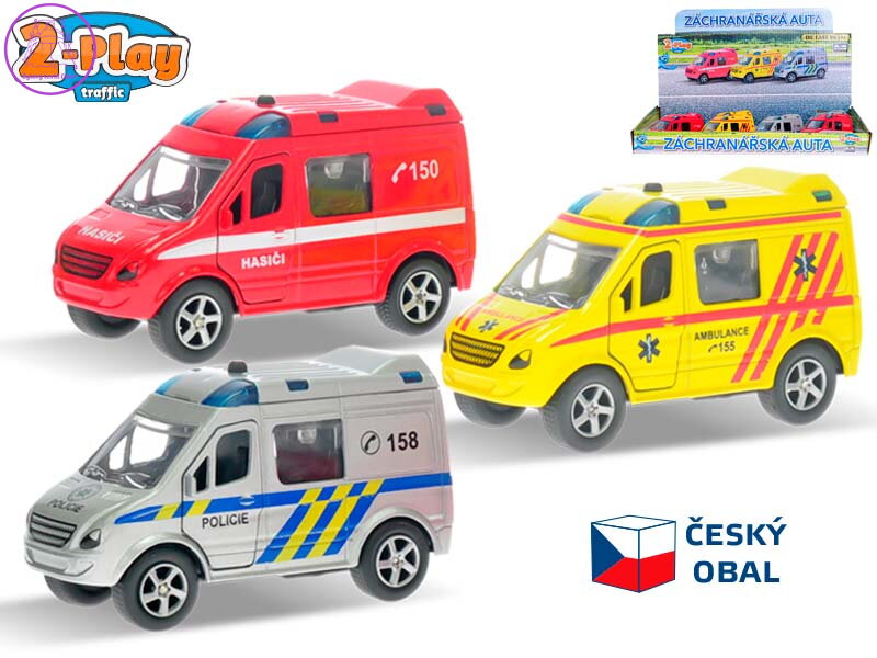 2-Play Traffic auto záchranné složky CZ 8cm kov zpětný chod 3druhy 12ks v DBX