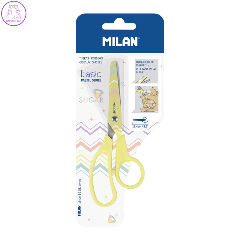 Nůžky MILAN Basic Pastel Edition žluté - blistr Nůžky MILAN Basic Pastel Edition žluté - blistr