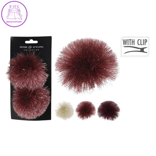 Vánoční dekorace - Pompon na klipu 10 cm, mix / sada 2ks Vánoční dekorace - Pompon na klipu 10 cm, mix / sada 2ks