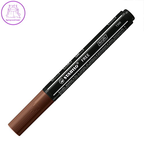 Akrylový popisovač STABILO FREE Acrylic T300 Kulatý hrot 2-3 mm - hnědý