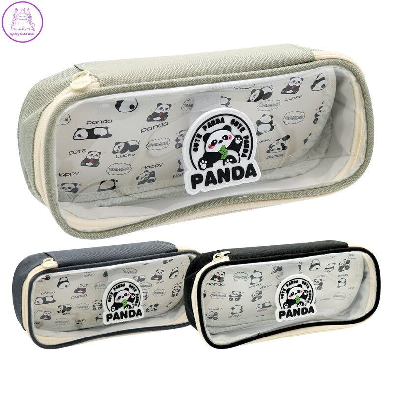Penál Panda s chlopní a průhledným víkem, prázdný (mix barev)