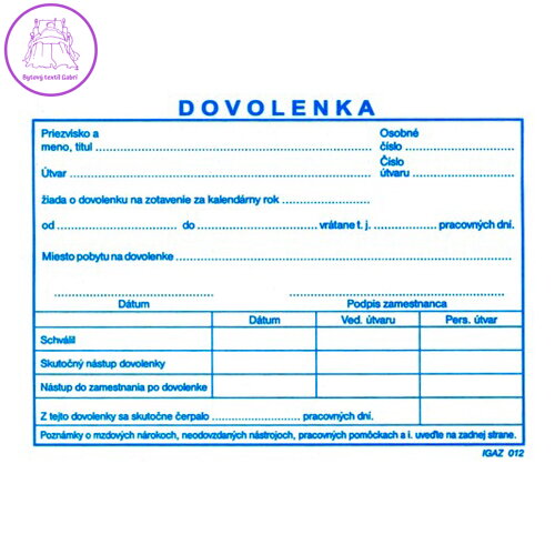 Dovolená A6 (912) samoprepis