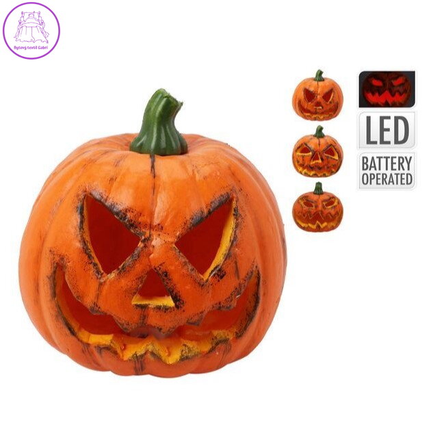 Dýně 15x16 cm s LED světlem, Halloween (3 dizajny)