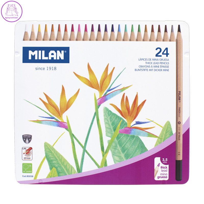 Pastelky MILAN šestihranné 3,3mm 24ks metal box Pastelky MILAN šestihranné 3,3mm 24ks metal box