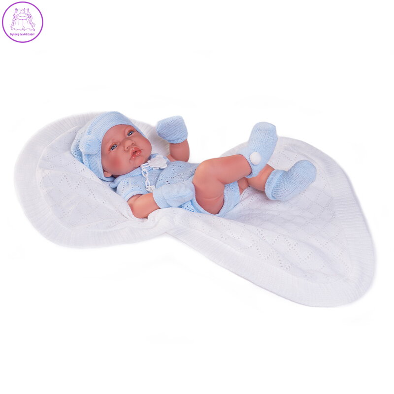 Panenka - novorozenec Louie z modrého úpletu, 42 cm