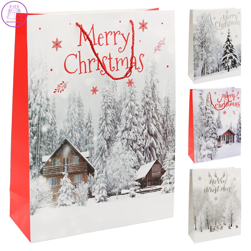 Dárková taška vánoční 2441 velikost L 30 x 12 x 42 cm (mix 4 vzorů)