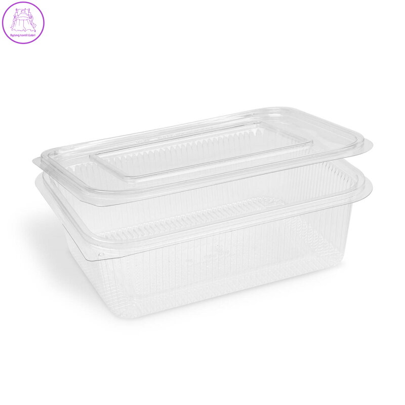 Miska (rPET) s viečkom hranatá priehľadná 1500ml [50 ks]