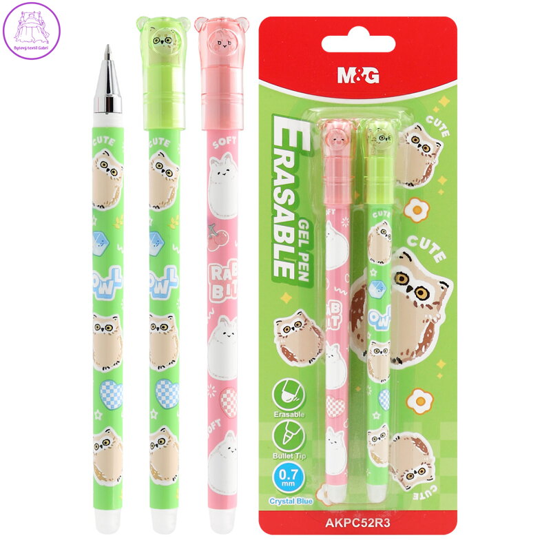 Gelový/gumový váleček M&G iErase Soft Animals - Sova (0,7 mm) modrá náplň