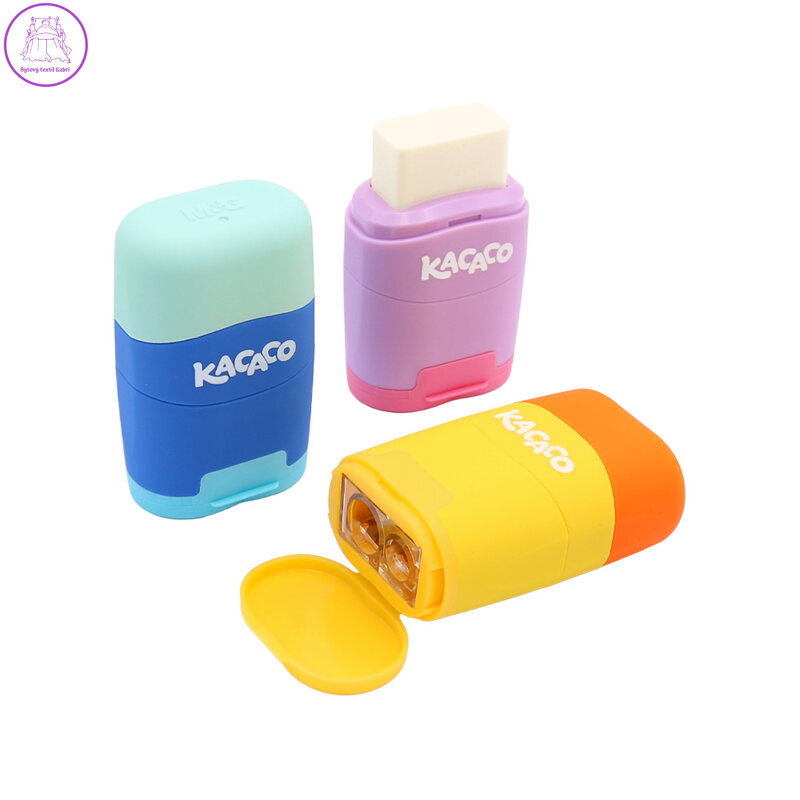 Ořezávátko na tužky + guma M&G KACACO, dva otvory (mix 3 barev)