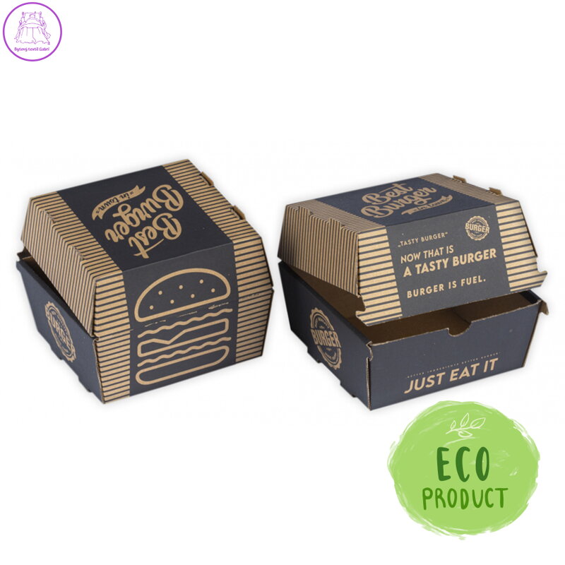 Box na hamburger 130x130x110 mm VL hnědý s potiskem 100ks Box na hamburger 130x130x110 mm VL hnědý s potiskem 100ks