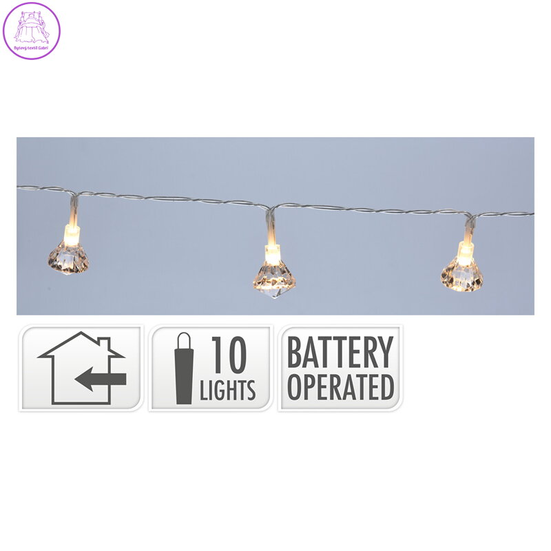 Svítící řetěz s 10 LED zvonky, délka 1 m Svítící řetěz s 10 LED zvonky, délka 1 m