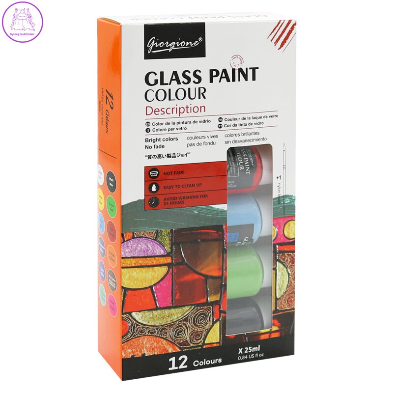 Barvy na sklo 25 ml, sada 12 barev