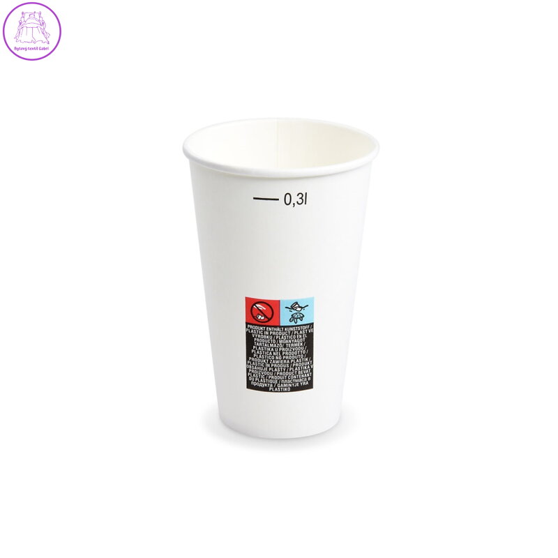 Papírový kelímek (FSC Mix) s cejchem bílý Ø80mm 0,3L [50 ks]