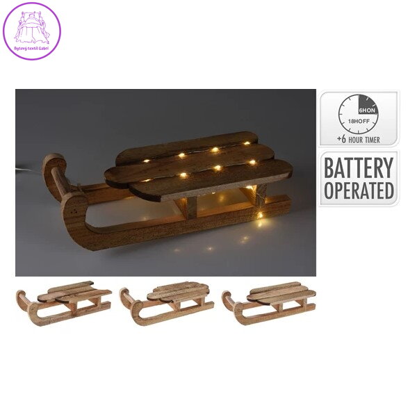 Dřevěné sáňky s LED osvětlením 30 cm