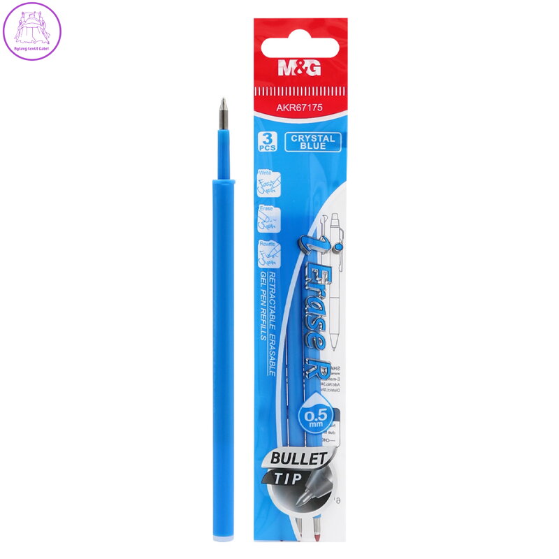 Náplň gumovací M&G hrot 0,5 mm (sada 3 ks) modrá náplň