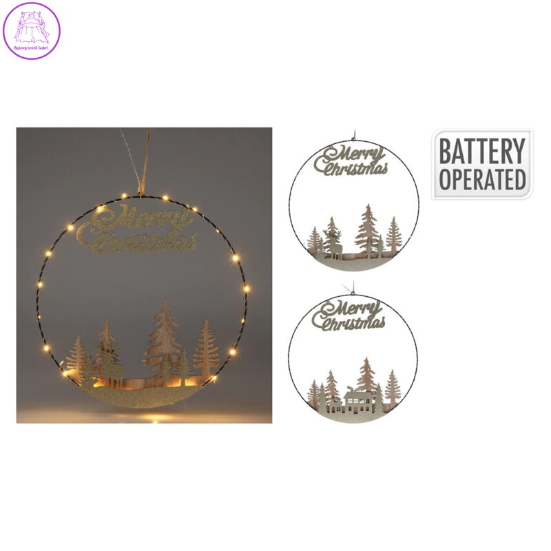 Veselý vánoční kruh s LED světlem 40 cm