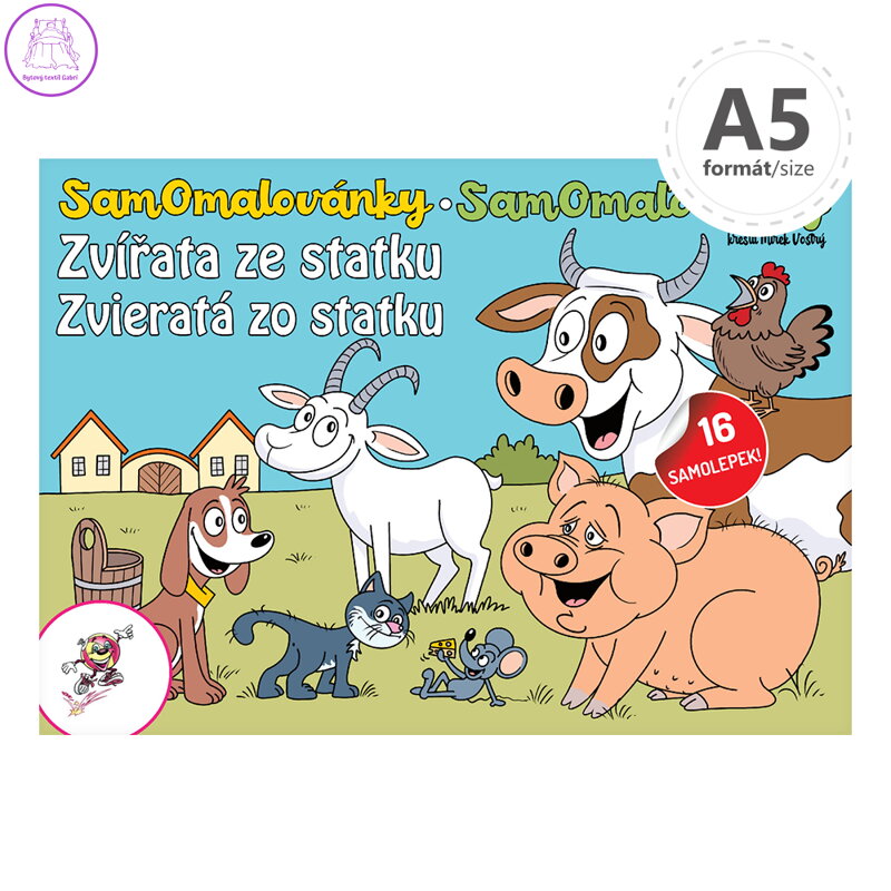 Omalovánka A5 - Zvířata ze statku + samolepky Omalovánka A5 - Zvířata ze statku + samolepky