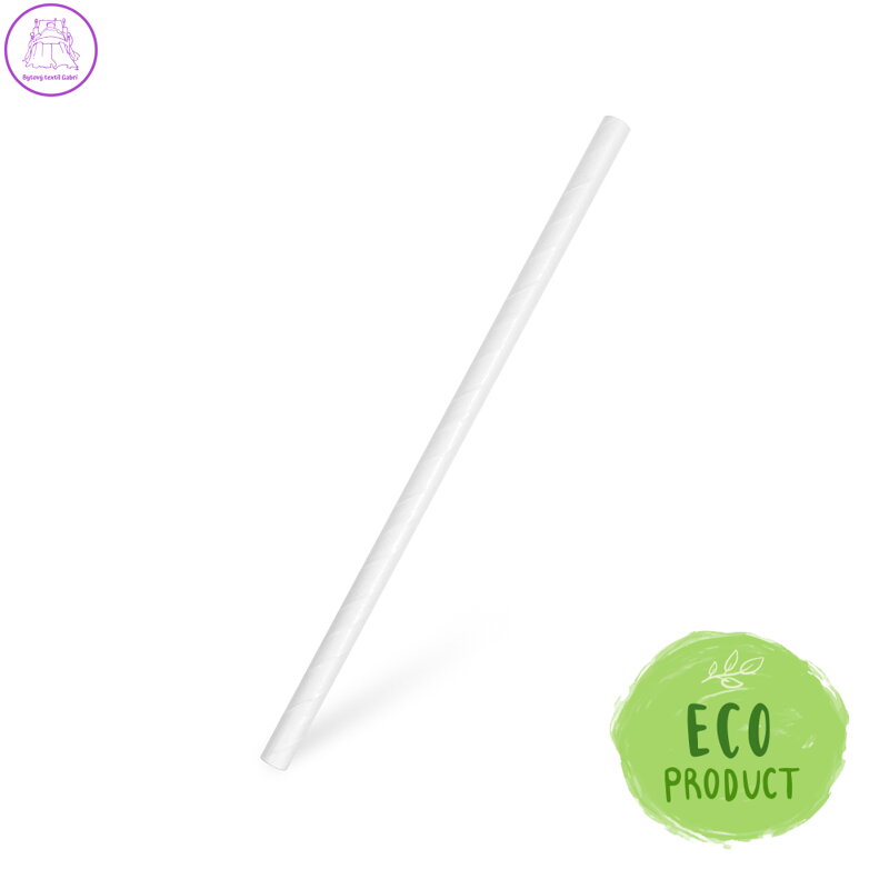 Slámky papírové JUMBO bílé 20 cm, 100 ks