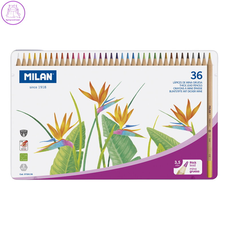 Pastelky MILAN šestihranné 3,3mm / 36ks metal box Pastelky MILAN šestihranné 3,3mm / 36ks metal box