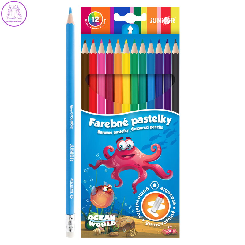 Pastelky šestihranné/gumovatelné - sada 12 ks Pastelky šestihranné/gumovatelné - sada 12 ks