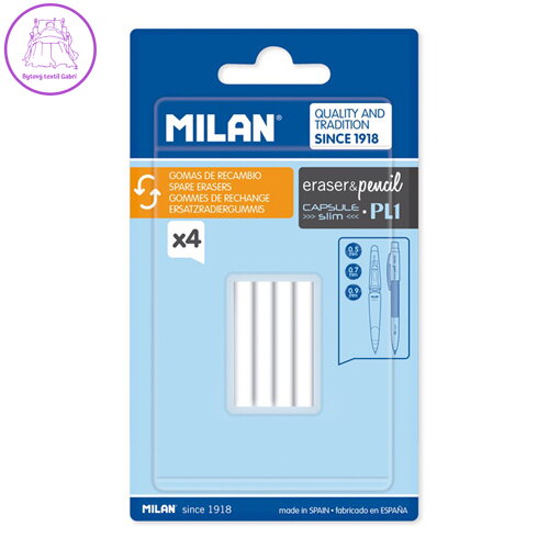 Náhradní gumy MILAN pro tužky CAPSULE Slim a PL1, sada 4 ks
