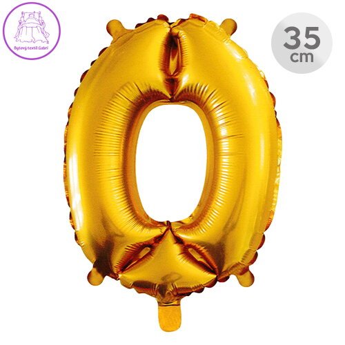 Balón narozeninový 35 cm - číslo 0, zlatý