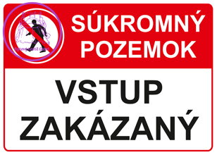 Plastová značka Soukromý pozemek - Zákaz vstupu na cizí pozemek Plastová značka Soukromý pozemek - Zákaz vstupu na cizí pozemek
