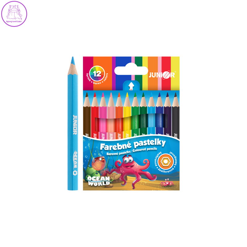 Pastelky Ocean World šestihranné 12 ks, malé Pastelky Ocean World šestihranné 12 ks, malé