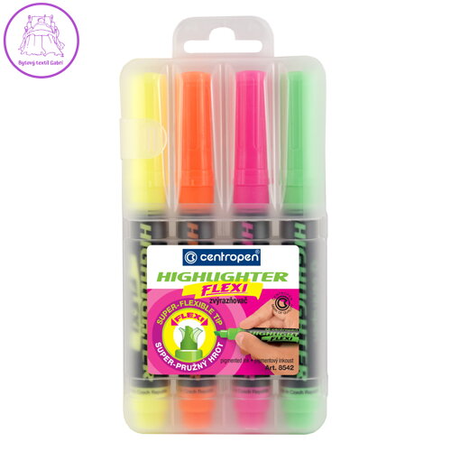 Popisovač CENTROPEN 8542 FLEXI NEON - sada 4 ks