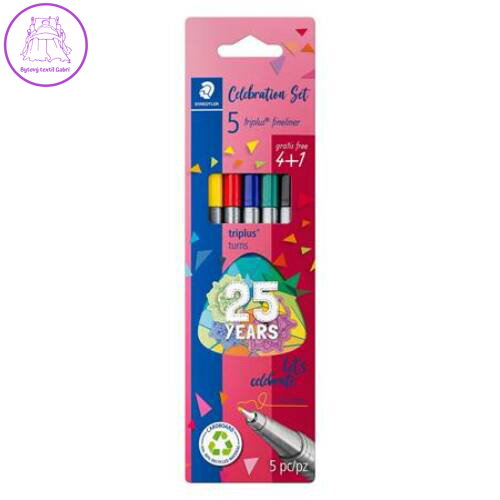 Liner, 0,3 mm, STAEDTLER "Triplus STAEDTLER ", 5 rôznych farieb Liner, 0,3 mm, STAEDTLER "Triplus STAEDTLER ", 5 rôznych farieb