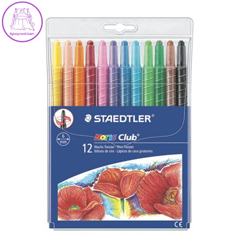 Voskovky, vysouvatelné, STAEDTLER "Noris Club", 12 různých barev Voskovky, vysouvatelné, STAEDTLER "Noris Club", 12 různých barev
