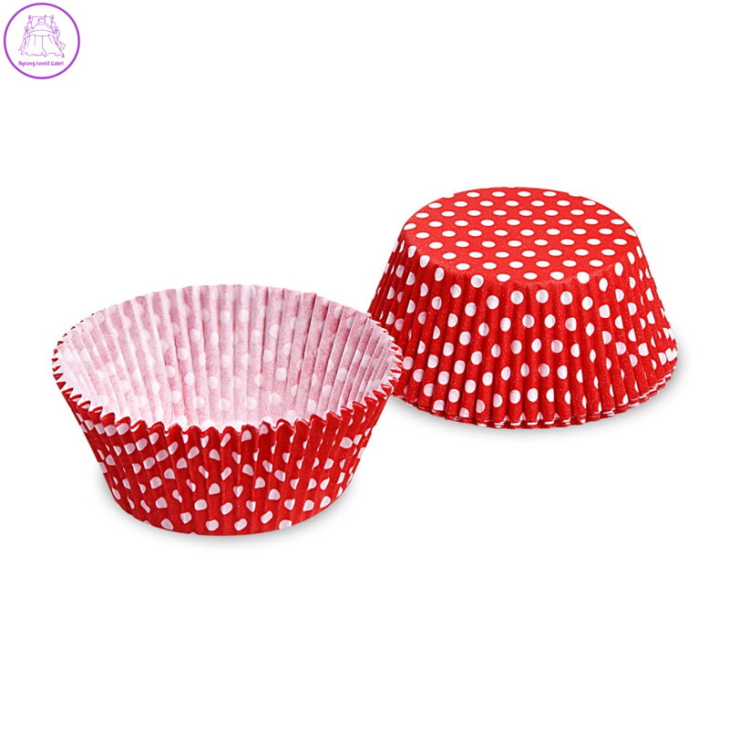 Cukrářský košíček (PAP) Puntíky bílo/červený Ø50 x 30 mm [40 ks]