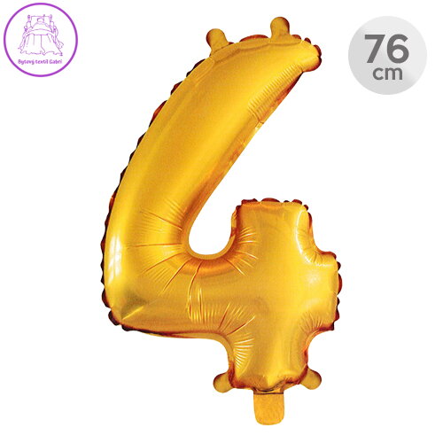 Balón narozeninový 76 cm - číslo 4, zlatý Balón narozeninový 76 cm - číslo 4, zlatý