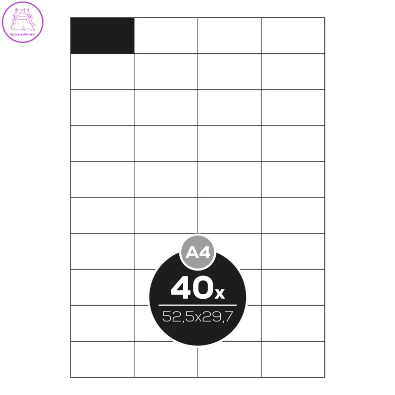 Etikety Top Stick A4/100 ks, 52,5x29,7 mm - 40 etikiet, biele