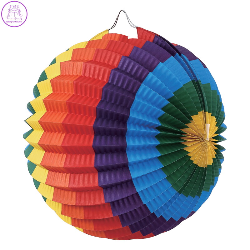 Duhový lampion, papír, kulatý, očko na zavěšení, 26 x 22,5 cm Duhový lampion, papír, kulatý, očko na zavěšení, 26 x 22,5 cm