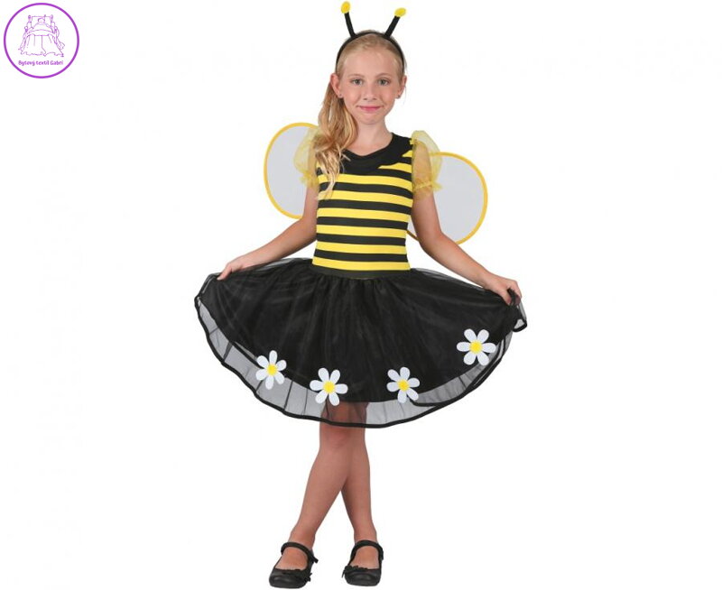 Dětský kostým Sweet Bee (šaty, čelenka, křídla), velikost 110/120 cm