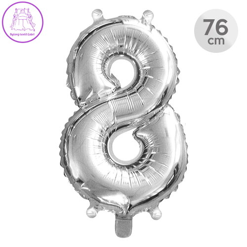 Balón narozeninový 76 cm - číslo 8, stříbrný