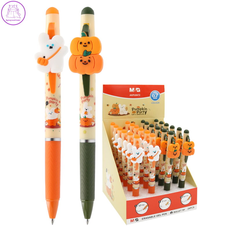 Pero gelové, gumovatelné M&G Pumpkin, hrot 0,5 mm, modrá náplň (2 designy)