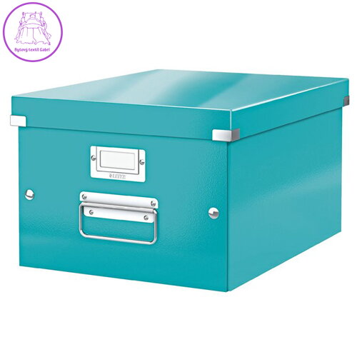 Archivačná krabica, A4, lakový lesk, LEITZ "Click&Store", ľadovo modrá