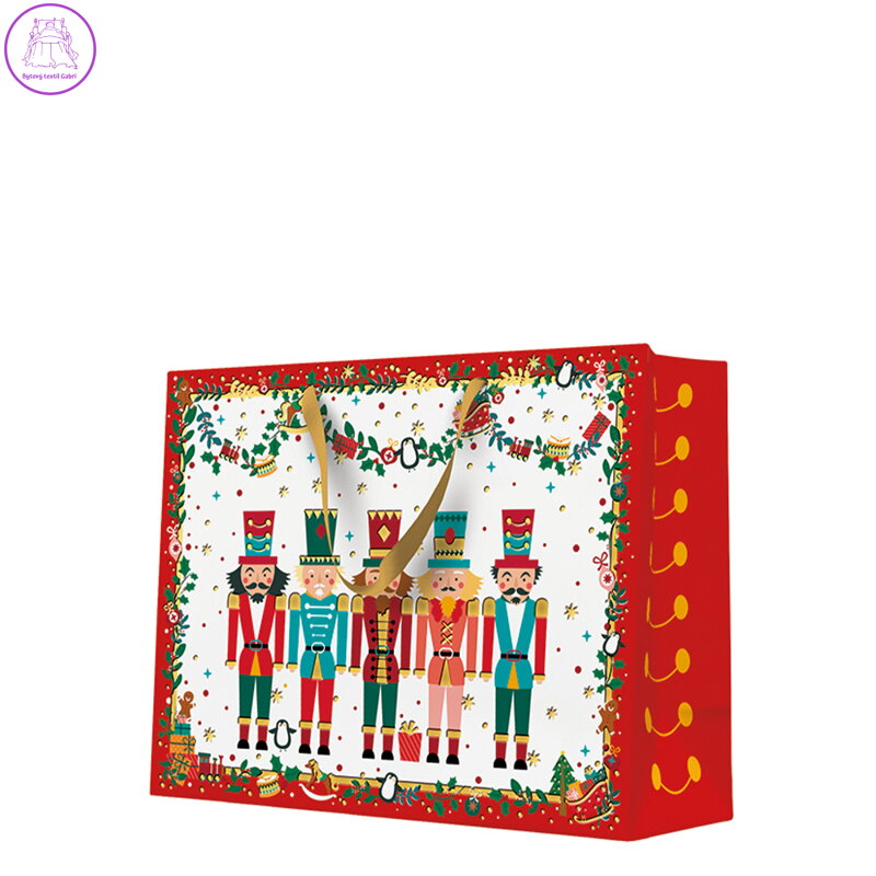 Dárková taška horizontální - Nutcracker with garlands 33,5x26,5x13 cn